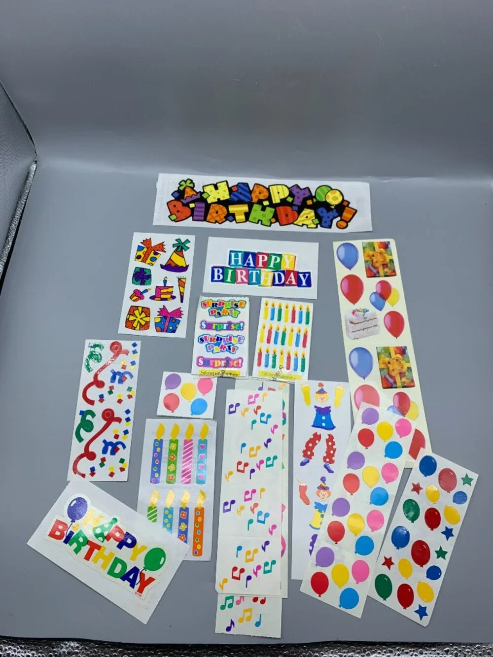 Assortment of Birthday Themed Stickers/Cut-outs/Wrapping Paper/Frames Crafting